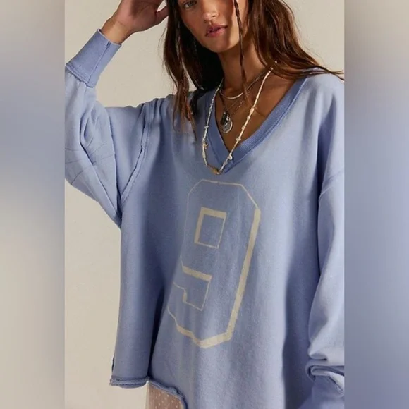 NWOT Free People Venice V-Neck Graphic Sweatshirt - Picture 3 of 3